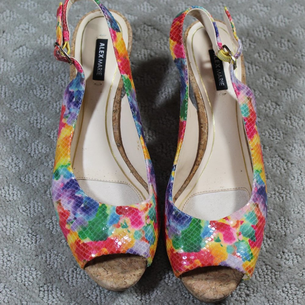 Alex Marie Size 7.5 Tie Dye Snakeskin 2.5" Heels - Picture 2 of 6